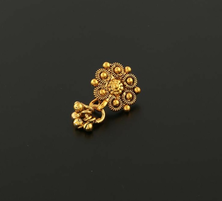 Ceremonial Fancy Nath or Nathni Gold Plated with American diamond nose ring  - SHREEVARAM - 3666402