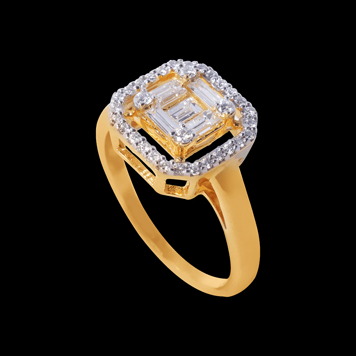 14k Two-Tone Gold Ring w/3 Diamonds in Bezels 001-130-00288 | Wallach  Jewelry Designs | Larchmont, NY