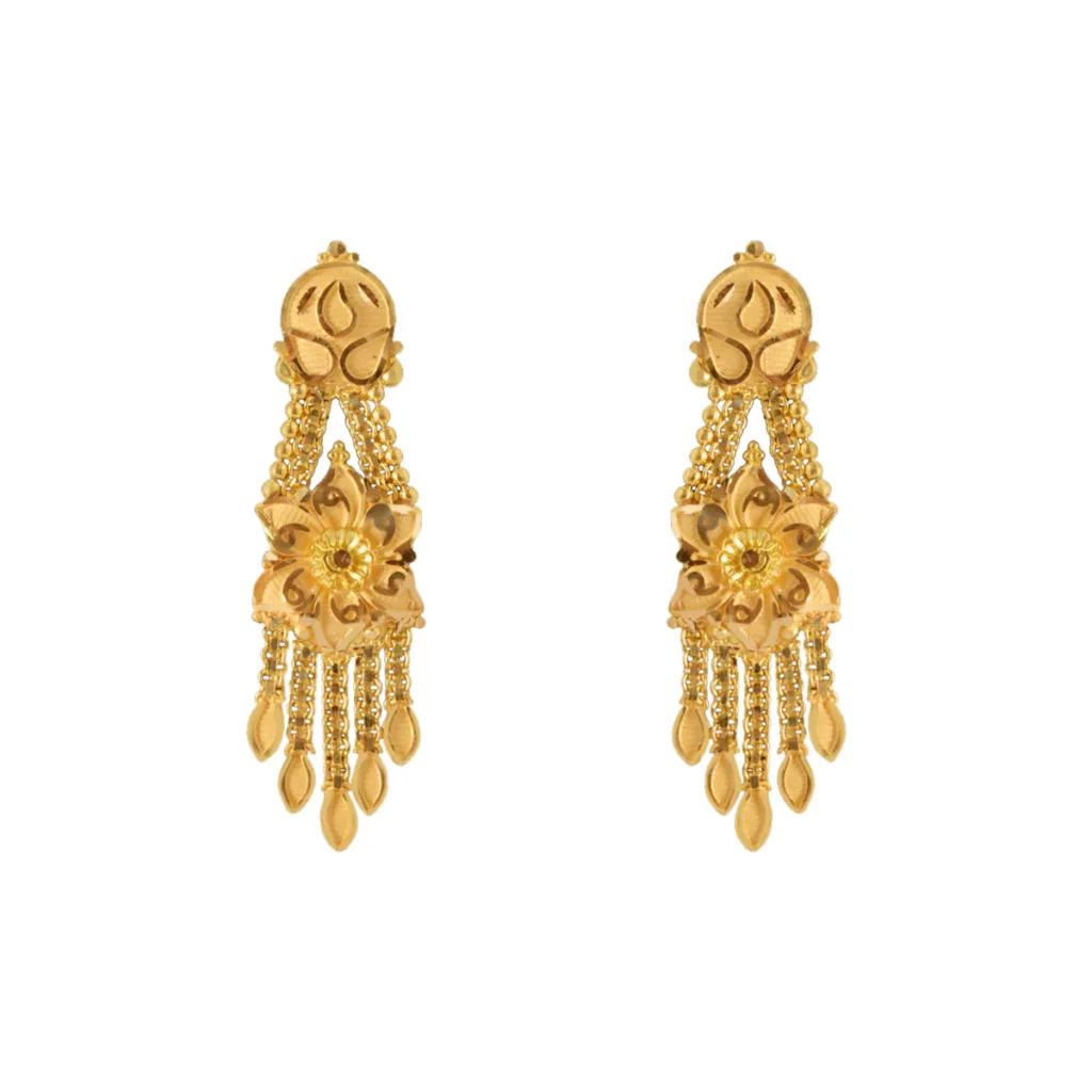 Gold Jewellery Gift for Mother’s Day 6 Madhudhara Floral Gold Dangler Earrings