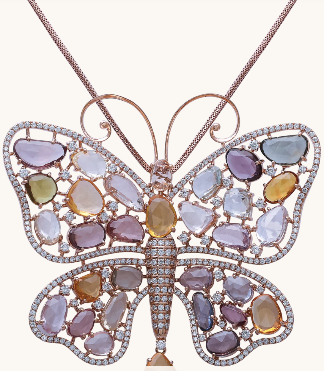 Simple & Stylish Trending Gold Pendants for Daily Use 3 VBJ Signature Collection Multi Sapphire Diamond Pendant