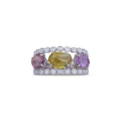  Vbj Multi Sapphire Platinum Finger Ring -IH24100796