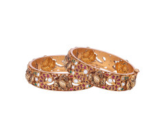 Stone Set Temple Jewellery  Gold Bangle -107A95310
