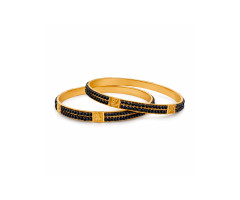 Black Beads Gold Bangle -IH25041650
